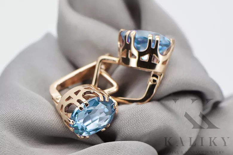 Σκουλαρίκια Vintage Aquamarine από ροζ χρυσό 14 καρατίων vec016r